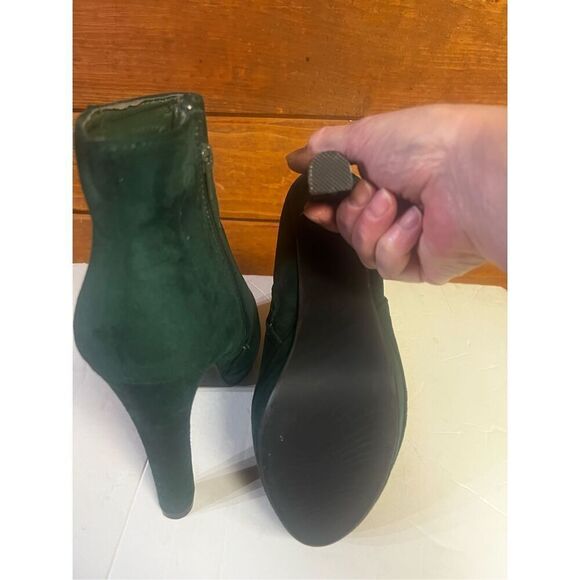 Allegra K Women's Round Toe Side Zipper Block High Heel Ankle Boots Evergreen Sz - Picture 4 of 8